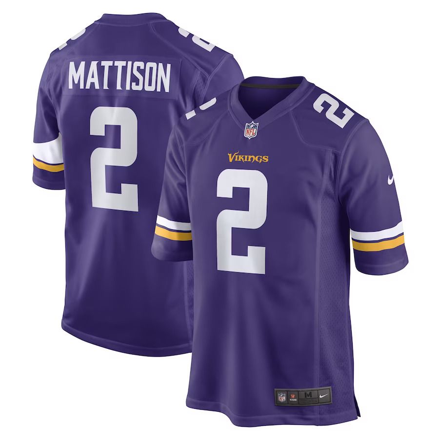 Men Minnesota Vikings 2 Alexander Mattison Nike Purple Game Player NFL Jersey